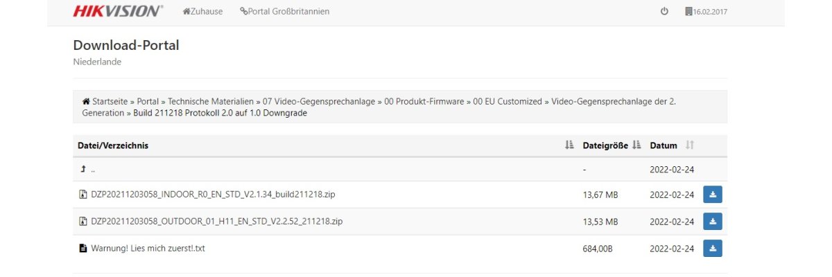 HIKVSION IP Sprechanlage Downgrade möglich  von ausländischer Firmware (Protokoll 2.0) auf kundenspezifische EU-Firmware (Protokoll 1.0) - HIKVSION IP Sprechanlage Downgrade möglich  von ausländischer Firmware (Protokoll 2.0) auf kundenspezifische EU-Firmware (Protokoll 1.0)