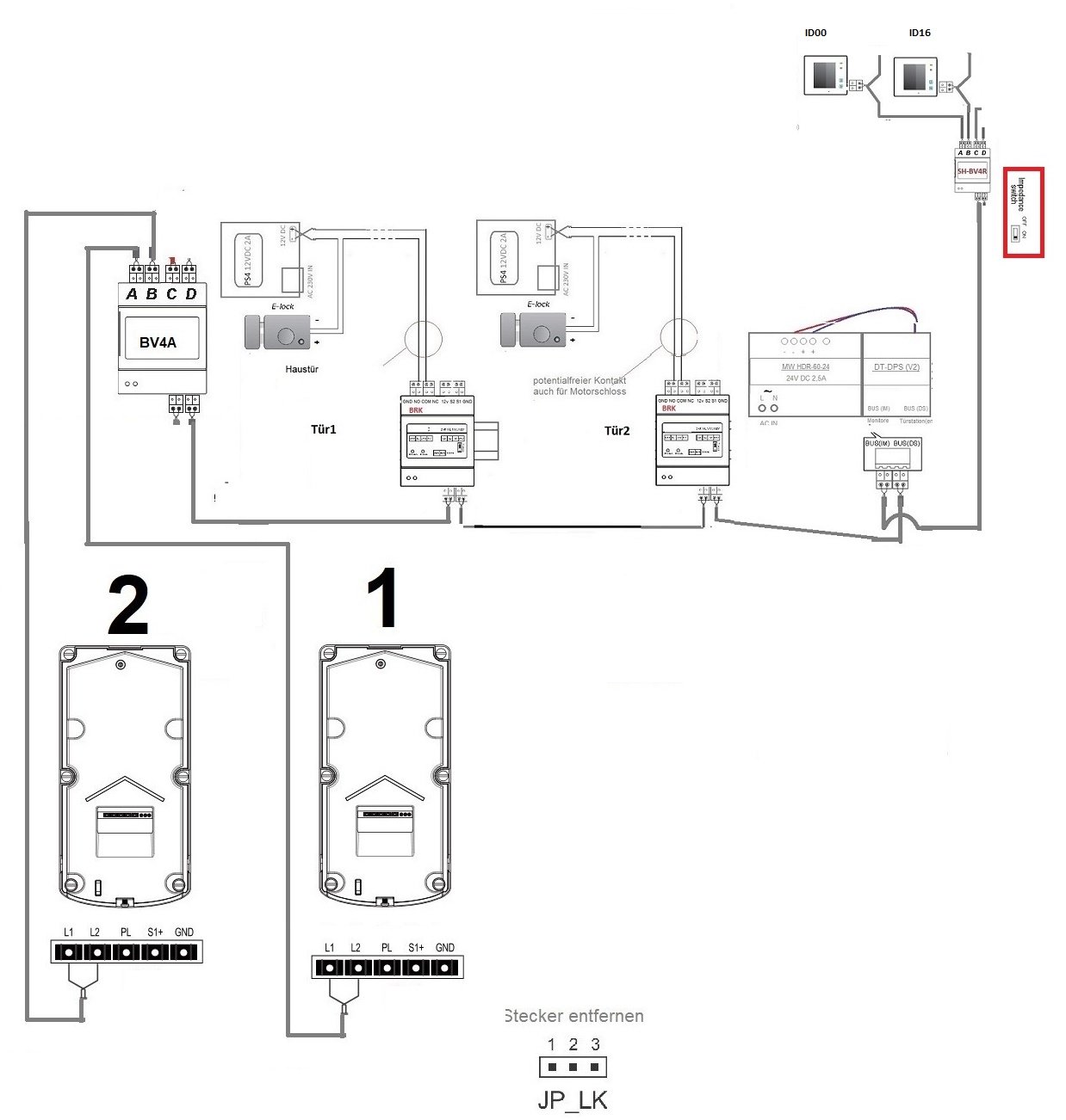 Türöffner an Sprechanlage über RLC (BRK) Modul anschliessen