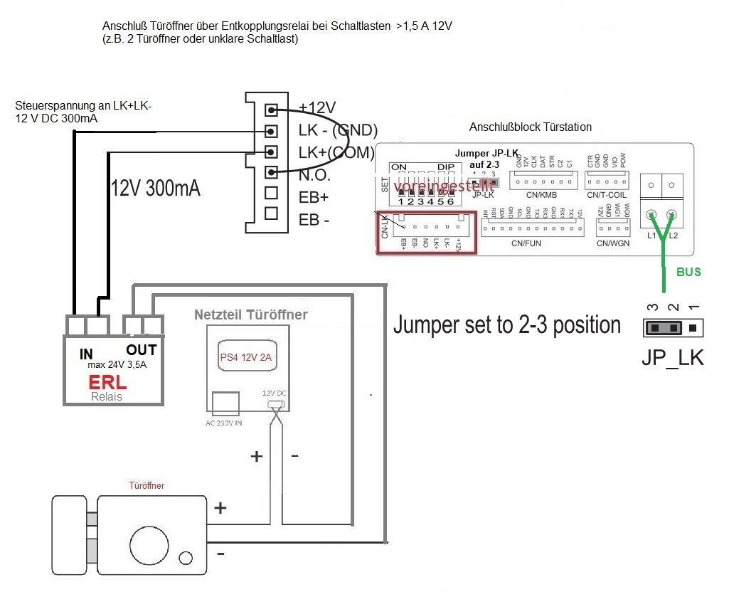 Türöffner an Sprechanlage über ERL Relais anschließen 