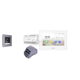 Komplettset 2 Draht IP Video Türklingel  HIKVISION 2 Megapixel 1x Klingeltaste /Unterputz 1er & Monitor KH6320-WTE2 3  Sprechstellen