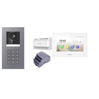 Komplettset 2 Draht IP Video Türklingel  HIKVISION 2 Megapixel 1x Klingeltaste /KP Unterputz & Monitor KH6320-WTE2