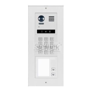 DT821 Aufputzrahmen inkl Regenschutz Edelstahl Video Türsprechanlage 2-Familienhaus  2x Lichtsensor Klingeltaste &Mechanical Keypad Modul für Türöffner und Wohnungsanwahl
