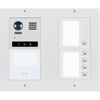 DT821 Video Türsprechanlage mit Aufputzrahmen inkl Regenschutz Edelstahl 5x Lichtsensor Klingeltaste mit Dot-Matrix display Modul  f. Aktionsanzeigen und RFID Karten Türöffner
