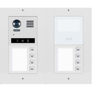 DT821 Video Türsprechanlage mit Aufputzrahmen inkl Regenschutz Edelstahl 8x Lichtsensor Klingeltaste mit Dot-Matrix display Modul  f. Aktionsanzeigen und RFID Karten Türöffner