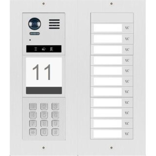 DT821 Video Türsprechanlage mit Aufputzrahmen inkl Regenschutz Edelstahl 11x Lichtsensor Klingeltaste  Mechanical Keypad Modul für Türöffner & Wohnungsanwahl Infomodul