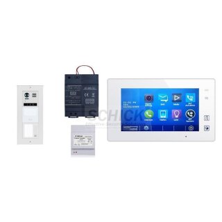 Video Türsprechanlage  MB87M 7" Touch Bildspeicher &  DT821 Video Türsprechanlage 1x Klingeltaste Dot-Matrix display Modul m. RFID Kartenleser f. Türöffner