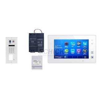 Video Türsprechanlage  MB87M 7" Touch Bildspeicher &  DT821 Video Türsprechanlage 1x Klingeltaste Keypad f. 2 Türöffner