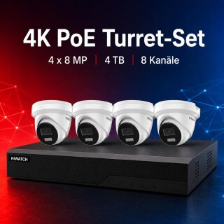 HWK-N4488TH 4K PoE Turret-Set | 4 x 8 MP