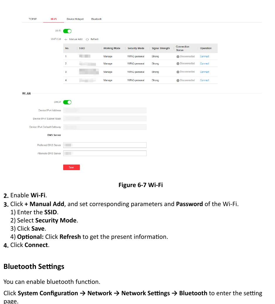 DS-KV6124 WiFi und Bluetooth Einstellungen